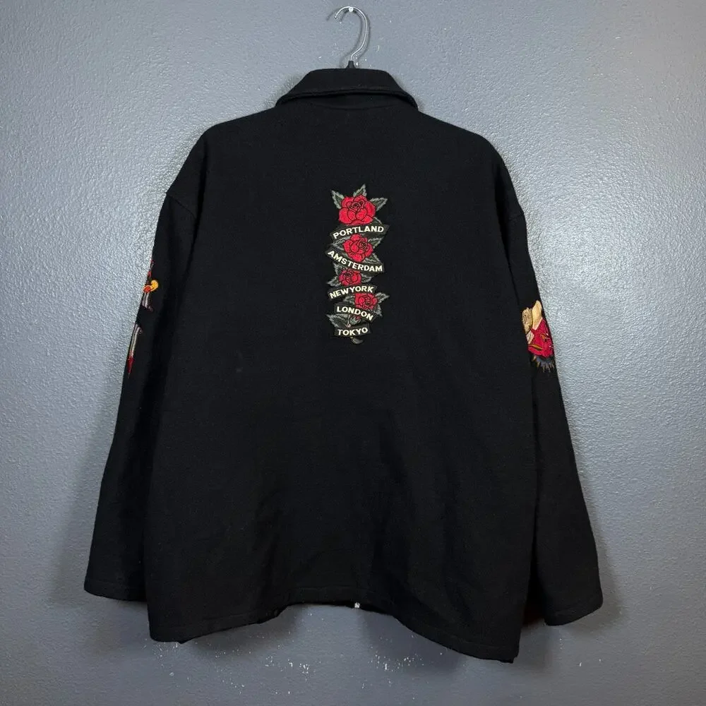 RLX RELAX L men’s 1998 vintage black wool jacket Portland Amsterdam New York